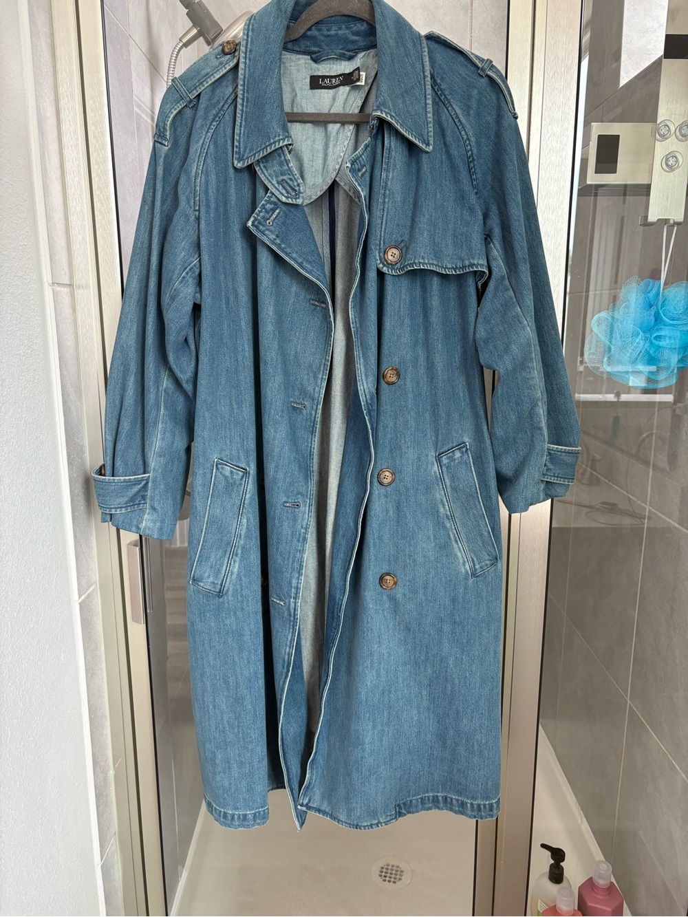 Lauren Ralph Lauren Blue Denim Trench Coat